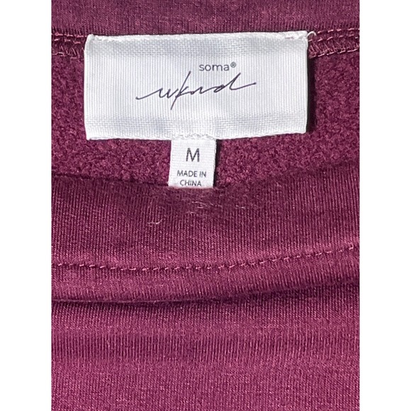 Soma Burgundy Crew‎ Neck Long Sleeve Gathered Cuff Sweatshirt Women's Medium M - Picture 4 of 7